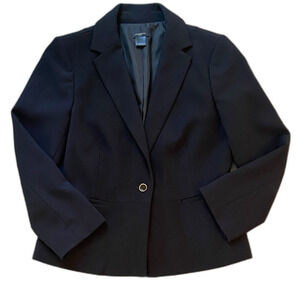 Ann Taylor Black Single-Button Tailored Blazer sz 4